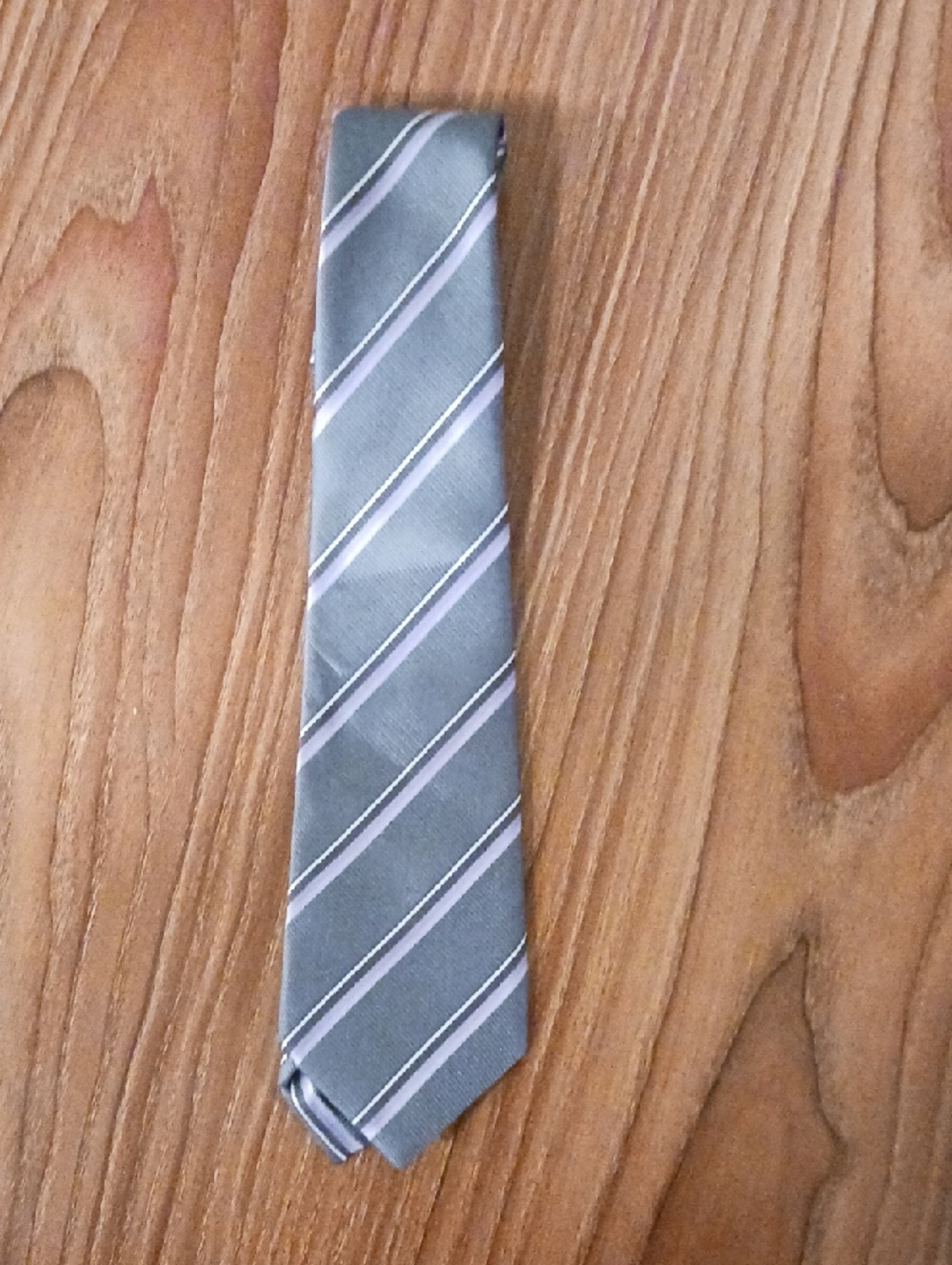 Gray Stripe Kids Tie with Subtle Silver Accents